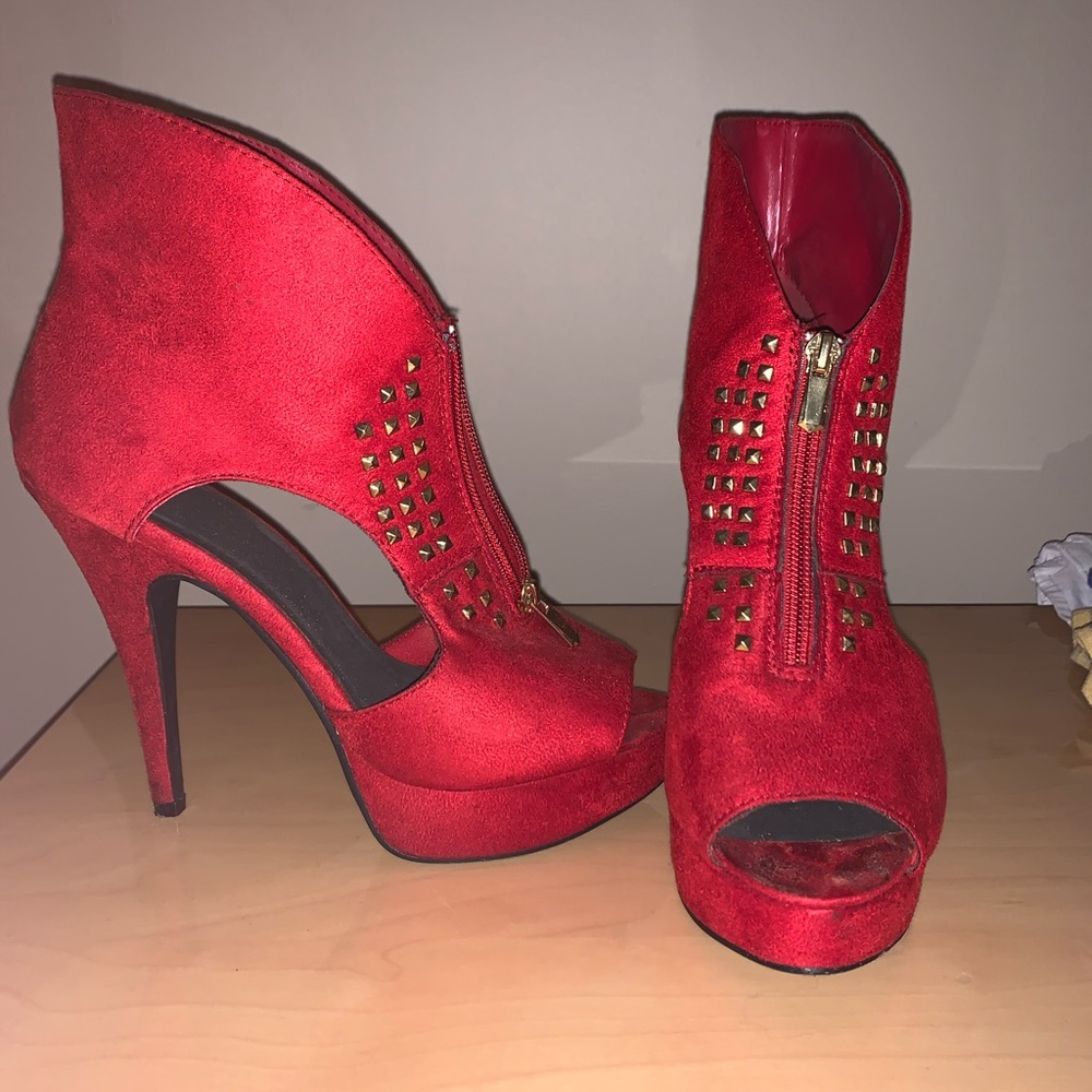 Red Imitation Suede Stiletto’s